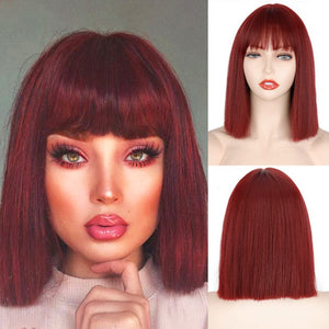 Synthetic Blonde Wig with Bangs Short Wigs for Women