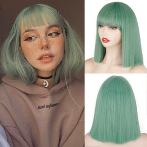 Synthetic Blonde Wig with Bangs Short Wigs for Women