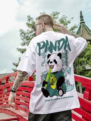 panda Print T Shirt Funny Men Summer Casual Short Sleeve Tshirts