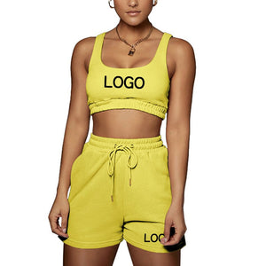 Custom Your Logo Women Sports Vest Crop Top and Short Pants