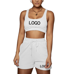 Custom Your Logo Women Sports Vest Crop Top and Short Pants