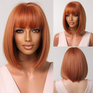 Short Straight Synthetic Wigs for Women Blonde to Brown