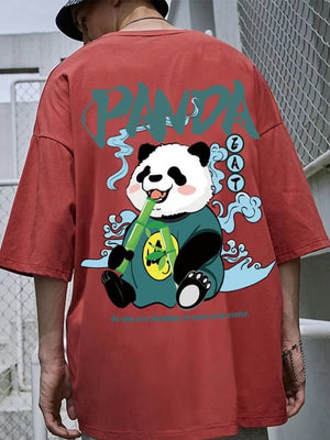 panda Print T Shirt Funny Men Summer Casual Short Sleeve Tshirts