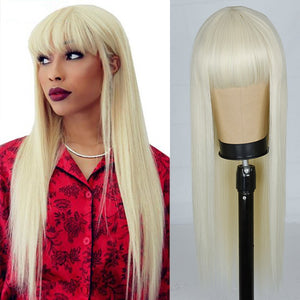 Synthetic Blonde Wig with Bangs Short Wigs for Women