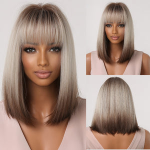 Short Straight Synthetic Wigs for Women Blonde to Brown