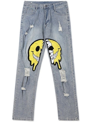 Irregular Ripped Hole Jeans Denim Pant