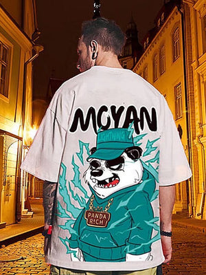 panda Print T Shirt Funny Men Summer Casual Short Sleeve Tshirts