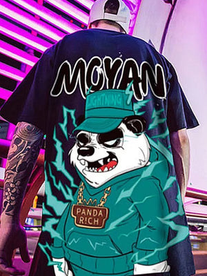 panda Print T Shirt Funny Men Summer Casual Short Sleeve Tshirts