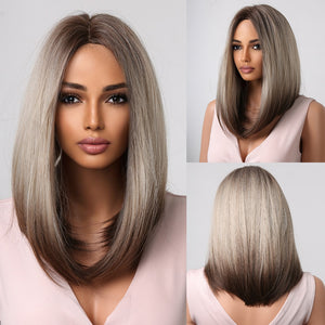 Short Straight Synthetic Wigs for Women Blonde to Brown