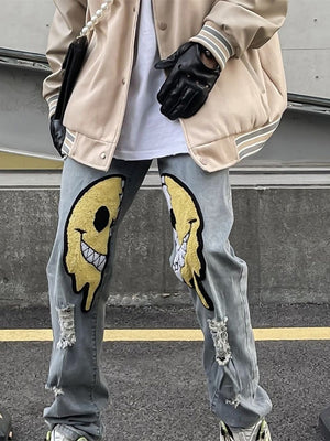 Irregular Ripped Hole Jeans Denim Pant