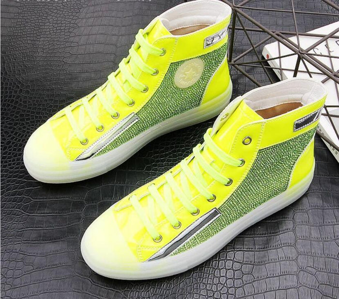 Leather High Top Hip Hop Sneakers green