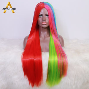 AIVA Hair Rainbow Colour Synthetic Wig For Black Women