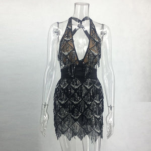 Sequins Fringed Bandage Christmas Party Dress