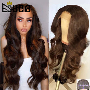 Dark Brown Body Wave Human Hair Wigs