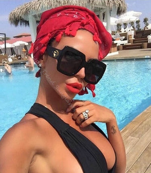 HBK Luxury Italy Brand Oversized Square Sunglasses