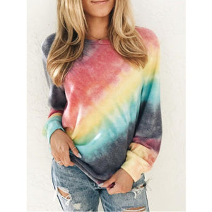 Long Sleeve T shirt Women Rainbow Tops