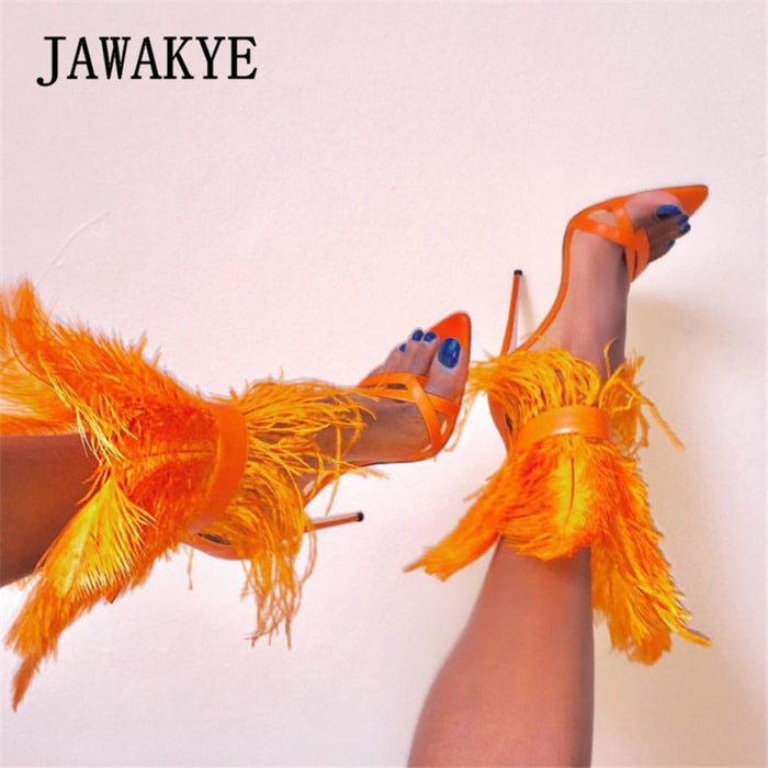 New Runway Feather heels Sandals