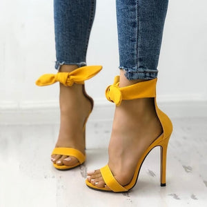 Brand Designer Pink Yellow Suede High Heel Sandals