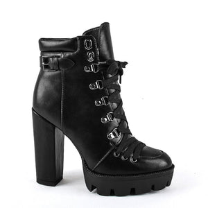 Women's leather platform ankle boots,
