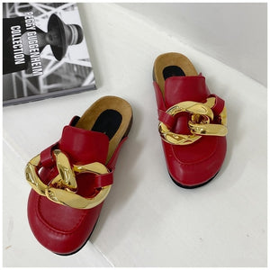 New Brand Design Gold Chain Women Slipper