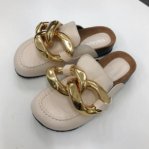 New Brand Design Gold Chain Women Slipper