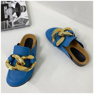 New Brand Design Gold Chain Women Slipper