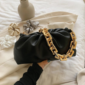 Solid Color Pleated Tote bag