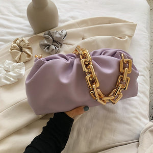 Solid Color Pleated Tote bag