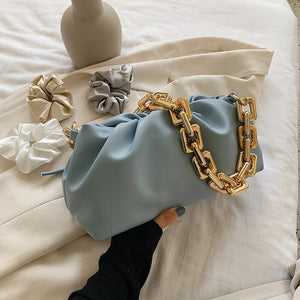 Solid Color Pleated Tote bag