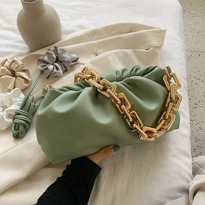 Solid Color Pleated Tote bag