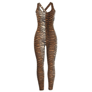Women Sexy Leopard Yoga Jumpsuit