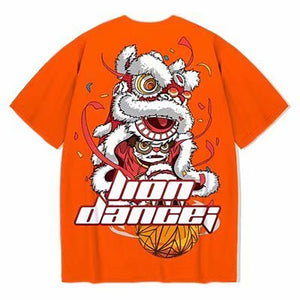 T-shirt Lion Dance Print Tide