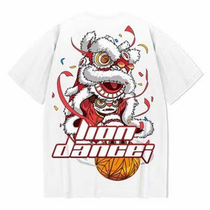 T-shirt Lion Dance Print Tide